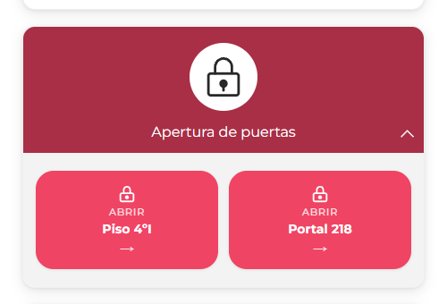 Tarjeta de apertura de puertas con dos botones: abrir el piso y abrir el portal